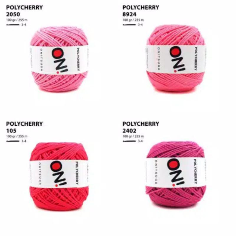 [100gr] polycherry onitsuga crochet yarn - benang rajut polycherry