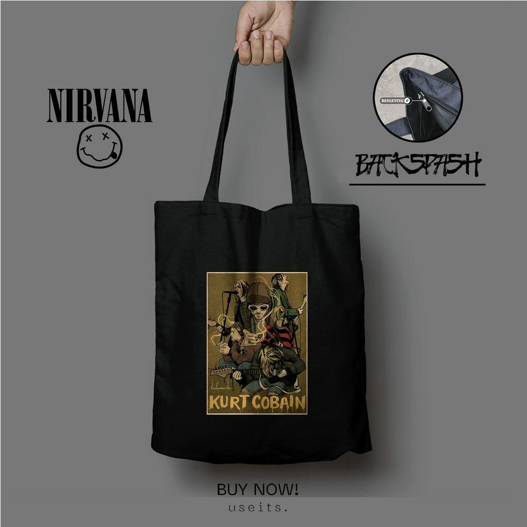 Totebag Tas Band Nirvana Kurt Cobain Custom Pria Wanita - NIRVANA