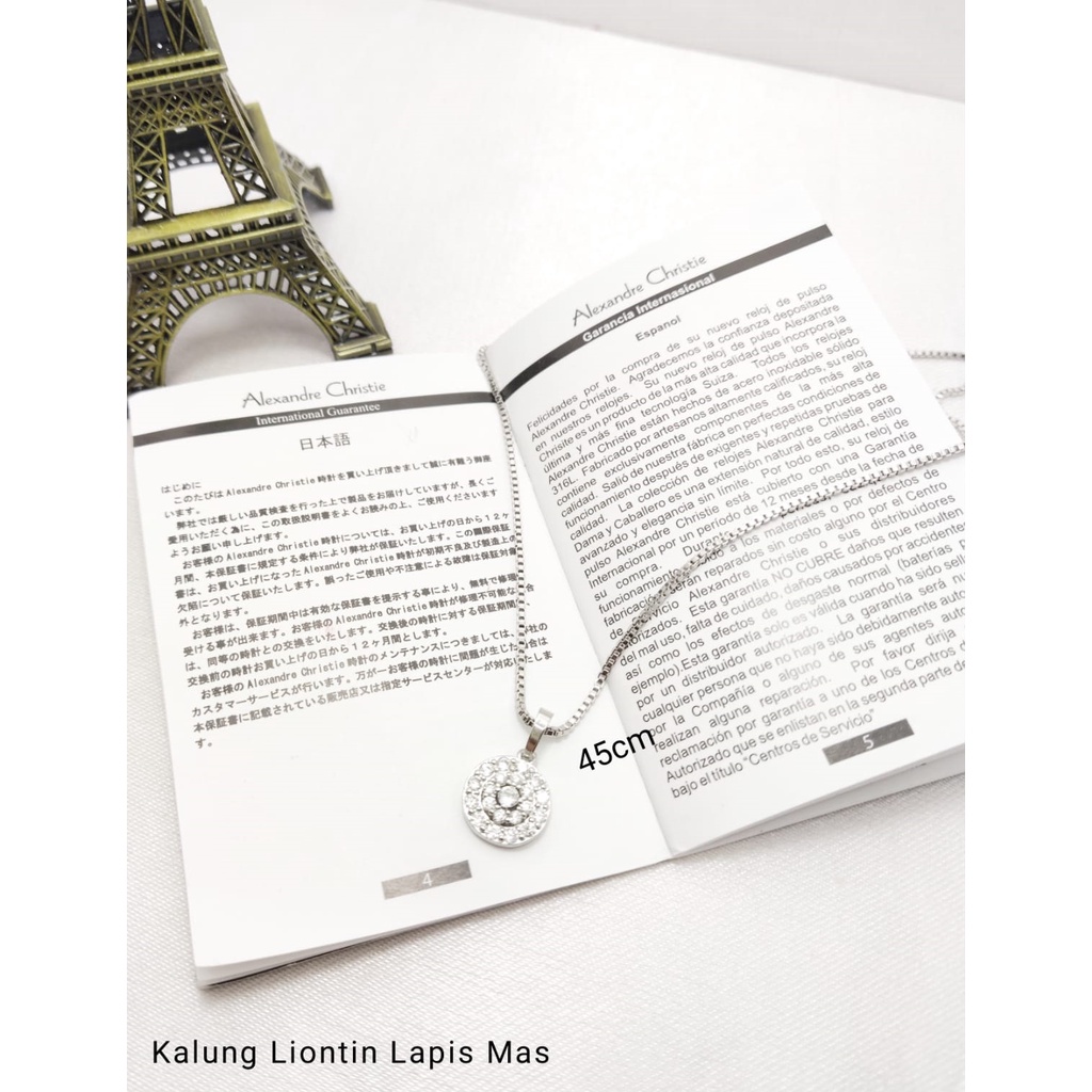 Kalung Liontin Bulat Permata Lapis Emas Putih