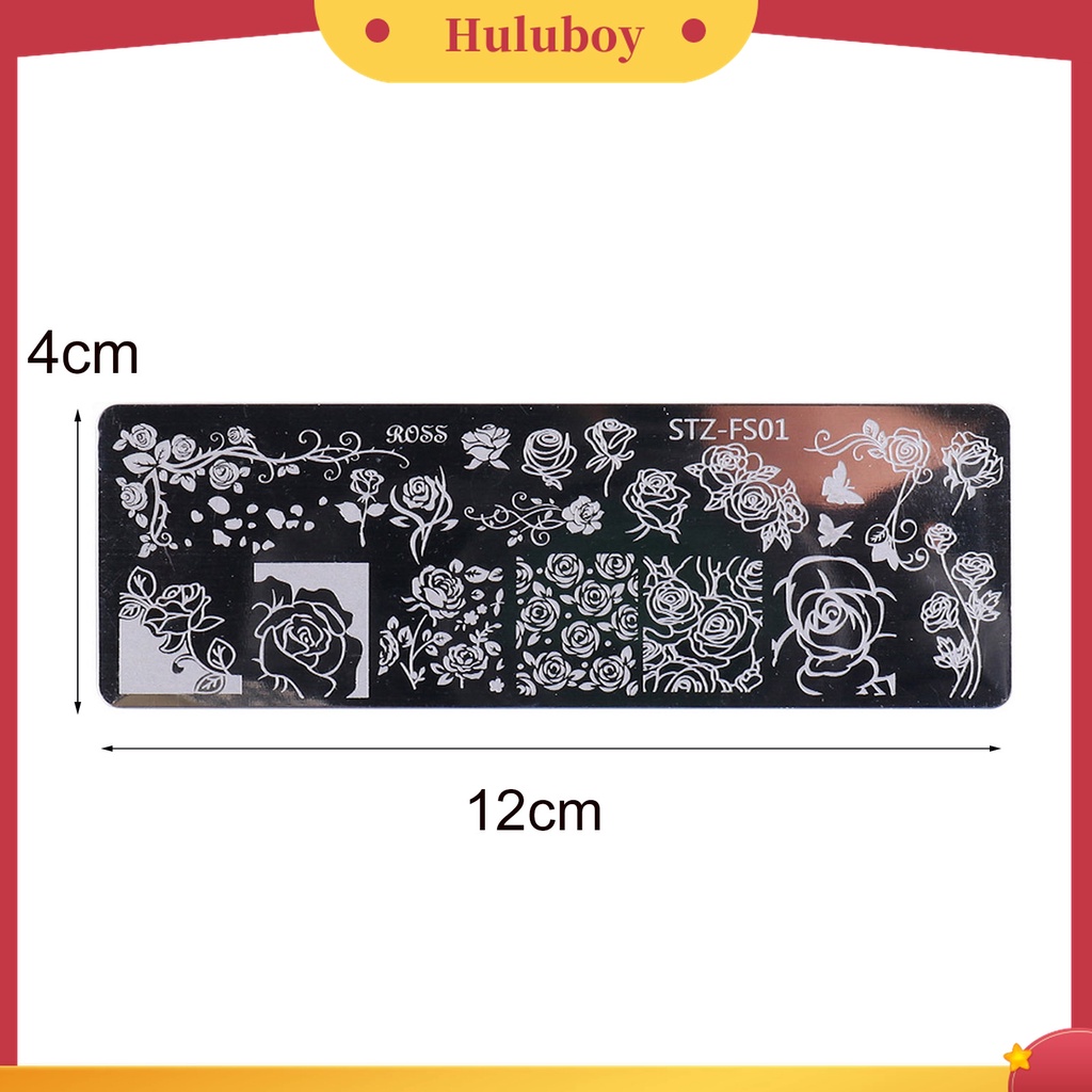 Huluboy Huluboy♡ Plat Stempel Kuku Motif Print Bunga Aneka Pola Anti Karat Untuk Nail Art