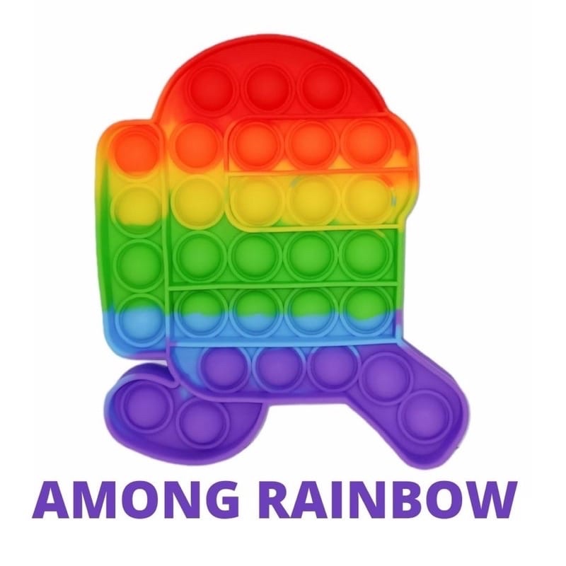 New Fidget Push Pop Its Mainan Anak Toys Bubble Kids Mainan Popit Murah Rainbow Pop it Squeeze Dino-AMONG US