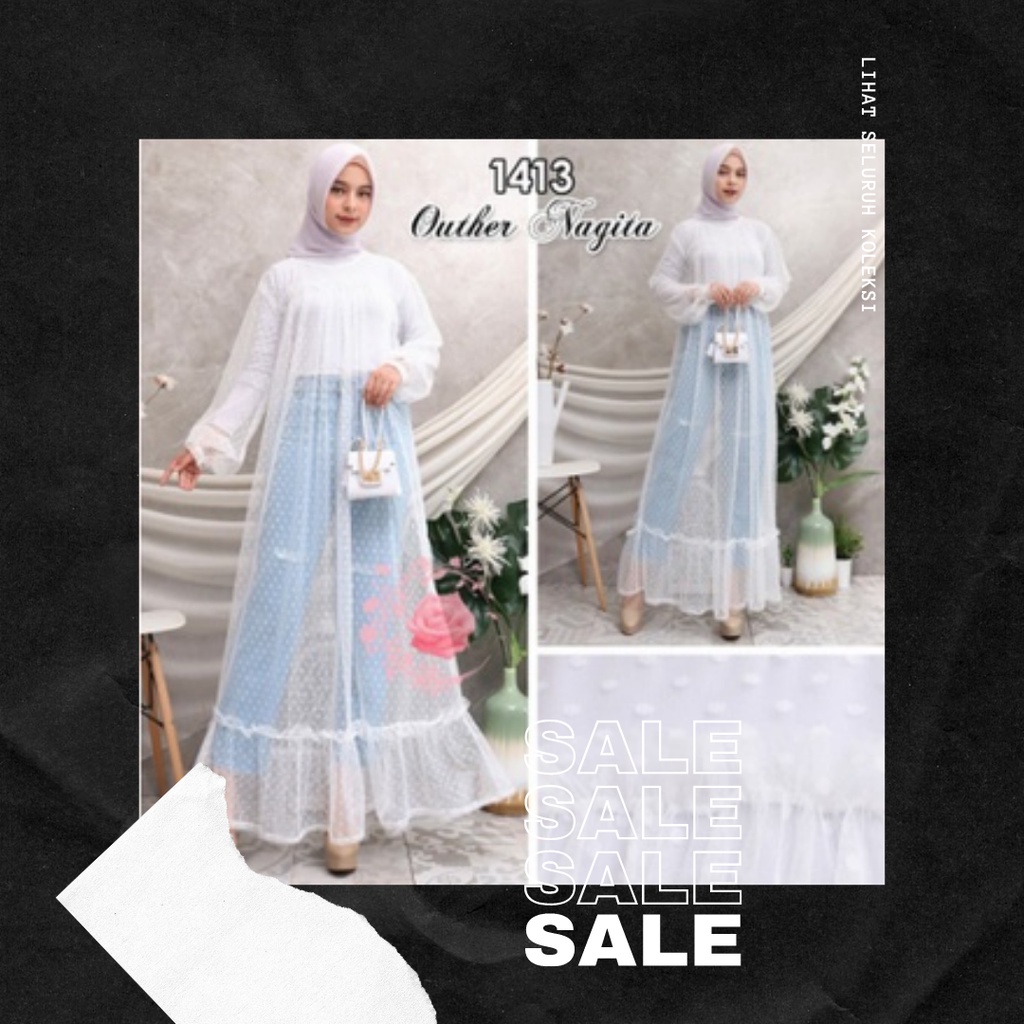 Nagita outer bahan tile dot outer muslim Modis Remaja Fhasion Muslim Rerlaris KANCING BELAKANG