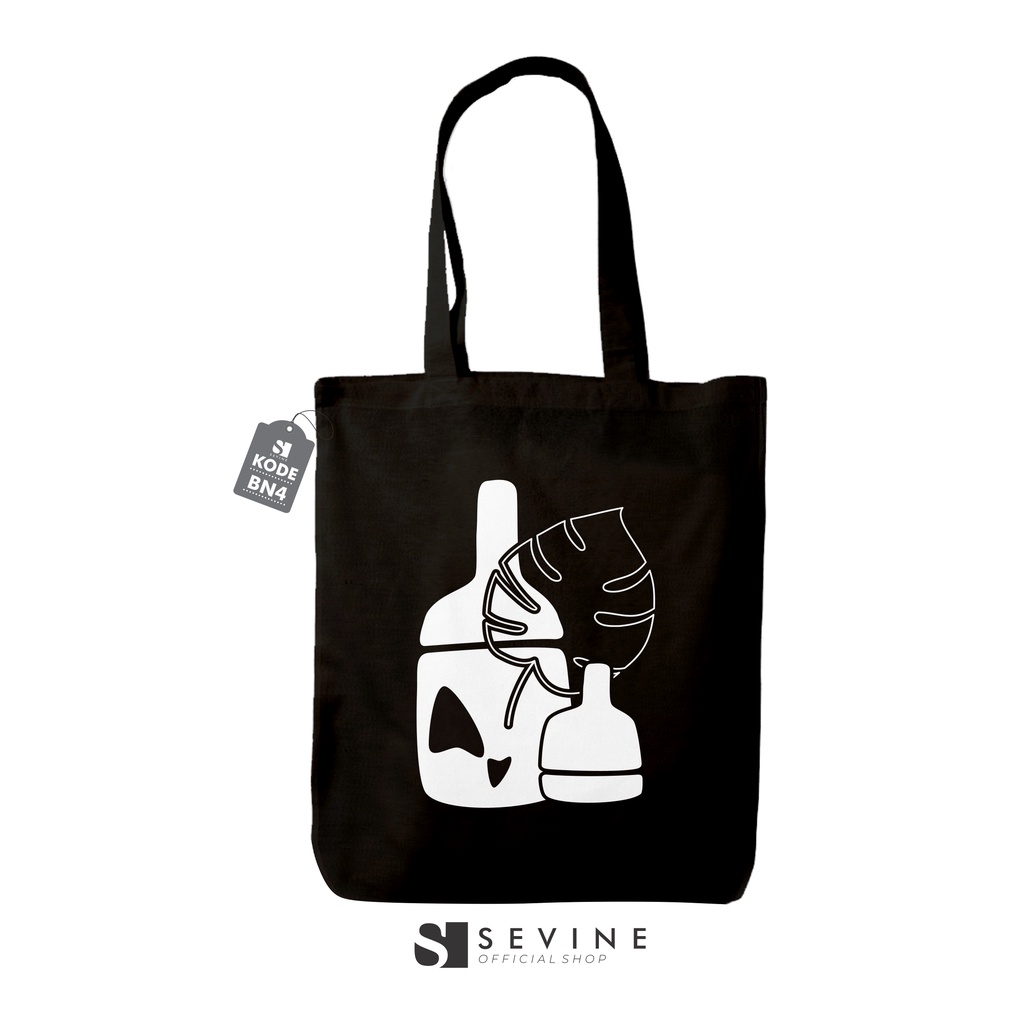 Sevine Totebag Tas Wanita Tote bag Resleting Girl Quotes Black Series Hitam - BN4