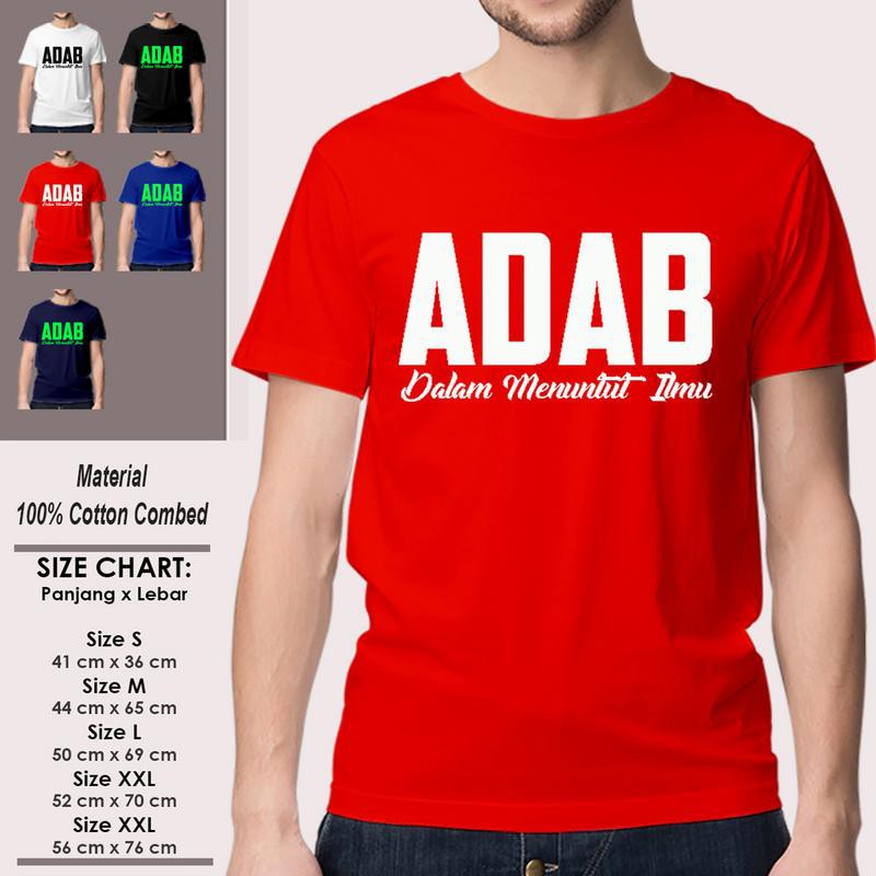 Kaos Dakwah Muslim Pria Lengan Pendek Keren SP-LSMSAK190 ADAB DALAM MENUNTUT ILMU Islami Kekinian-4