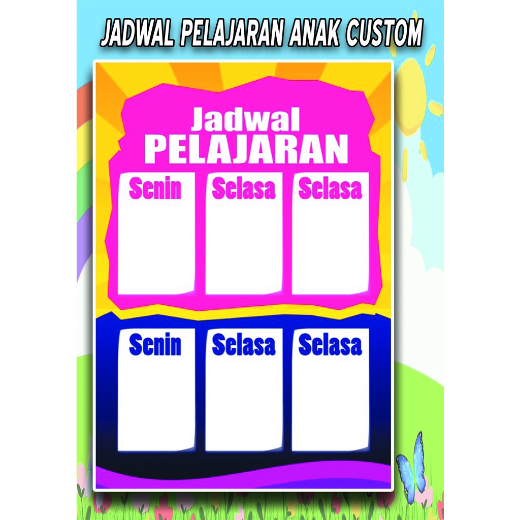 

(Custom) Jadwal Pelajaran Anak Sekolah dan di Laminasi kode 04