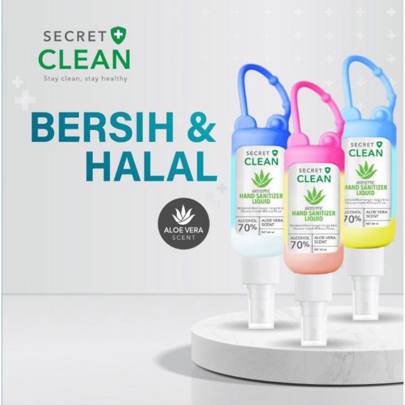 SECRET CLEAN Hand Sanitizer Gel 50ml | Liquid Spray 60ml Free Gantungan Silicon