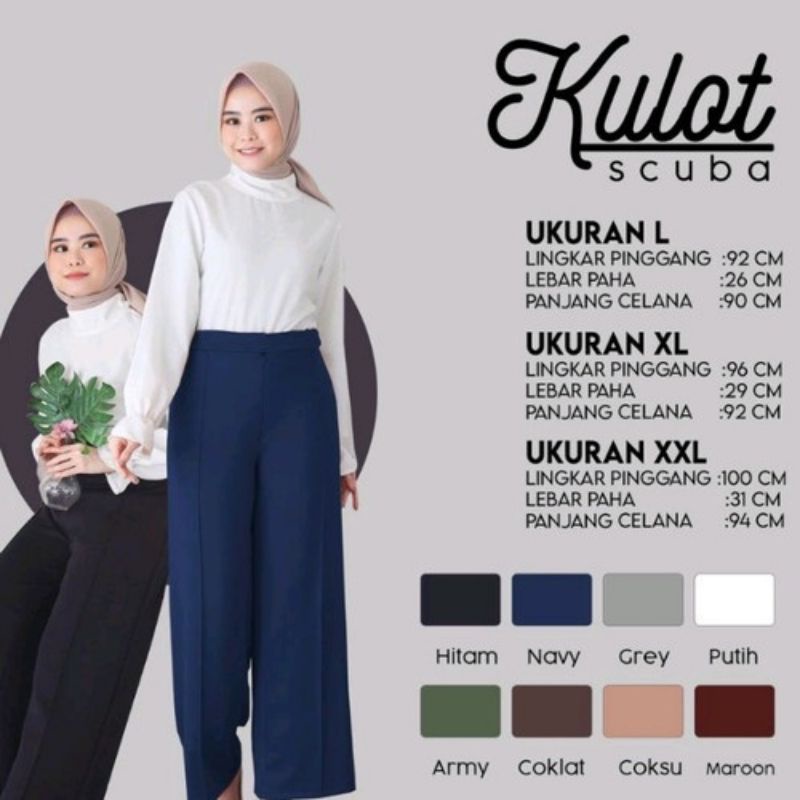 Kulot scuba cubit premium / Kulot Putih tulang / Kulot  Highwaist ( BISA COD )