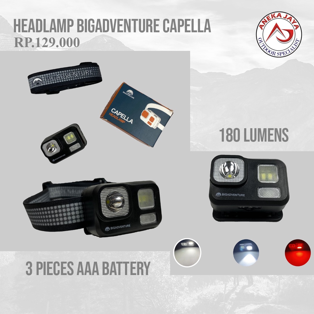 HEADLAMP BIGADVENTURE CAPELLA LAMPU SENTER KEPALA BIG ADVENTURE