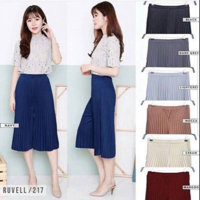 257 CELANA KULOT PLISKET PENDEK MURAH POLOS PLEATED PANTS SALE 7/8