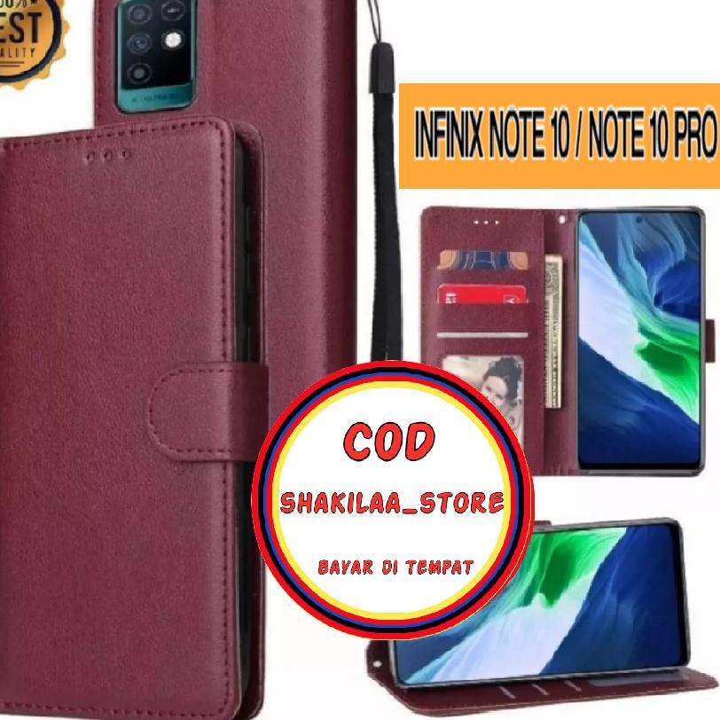 ⌤ CASE FLIP CASE KULIT FOR INFINIX NOTE 10 / NOTE 10 PRO - CASING DOMPET-FLIP COVER LEATHER-SARUNG HP ▶
