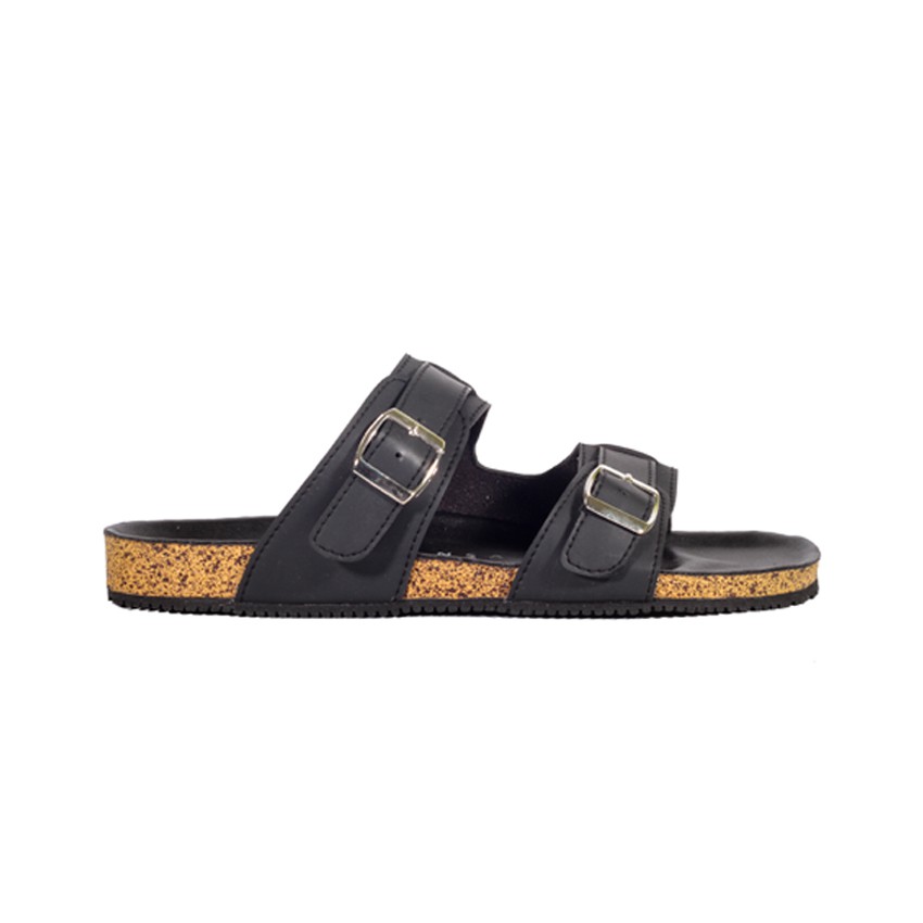 Gabriel Full Black | Sendal Jepit Tali Kulit Simpel Kayu Pria/Cowok Sandal Footwear | FORIND x Zensa