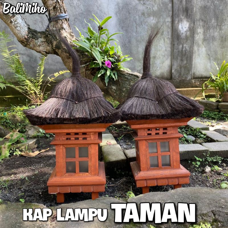 Lampu Taman Bali model Small 15 cm Garden Lamp Bali Lampu Motif Rumah Ijuk Lampu Gubuk Kap Lampu Mot