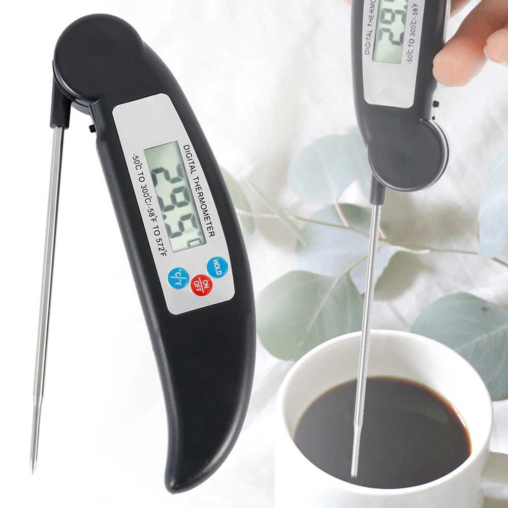 Digital Food Thermometer Pengukur Suhu Makanan Meat BBQ Foldable Probe Peralatan Masak Berkualitas