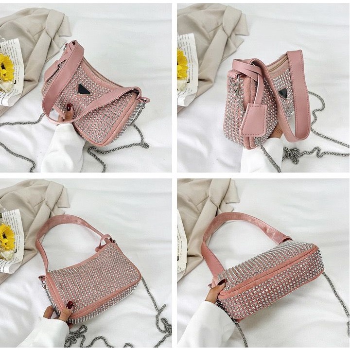 BJ14849 (TIDAK ADA TALI RANTAI) - BLACK/GREEN/PINK/WHITE - TAS WANITA FASHION IMPORT MODIS ELEGAN TERMURAH TERLARIS TERBARU BAGSTORE JAKARTA TAS BATAM EL4849 MIRIP LT2107