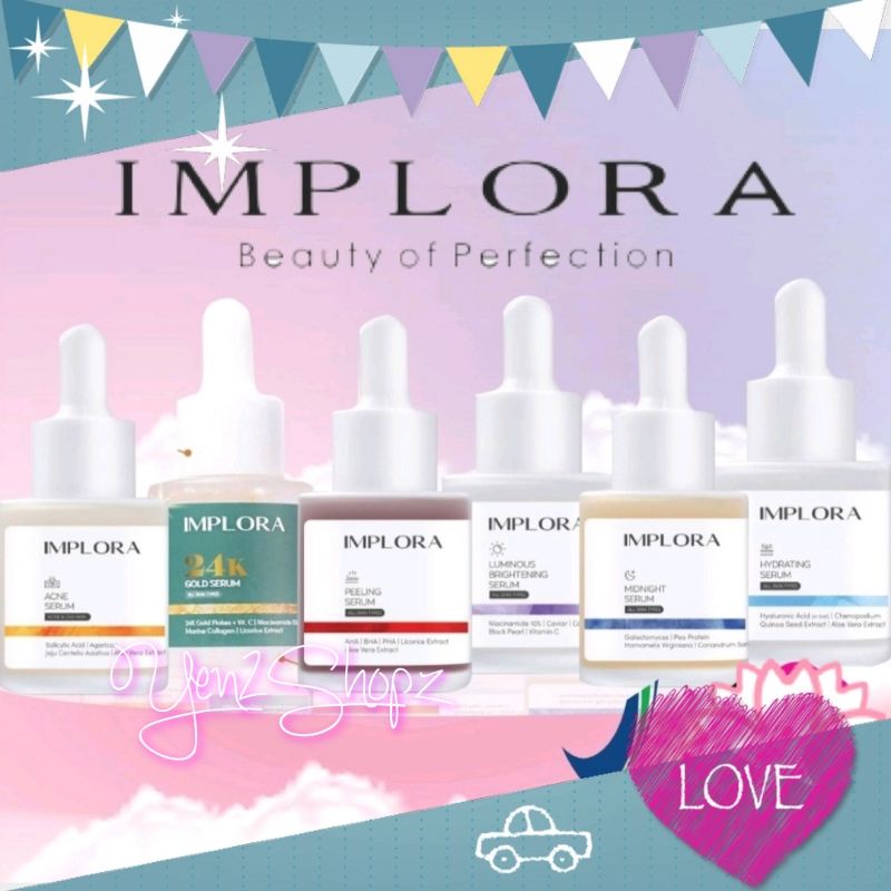 IMPLORA 24K GOLD SALMON DNA BIRDNEST SKIN NOURISH LIPORETINOL BAKUCHIOL MIDNIGHT, LUMINOUS BRIGHTENING, PEELING, ACNE, HYDRATING SERUM