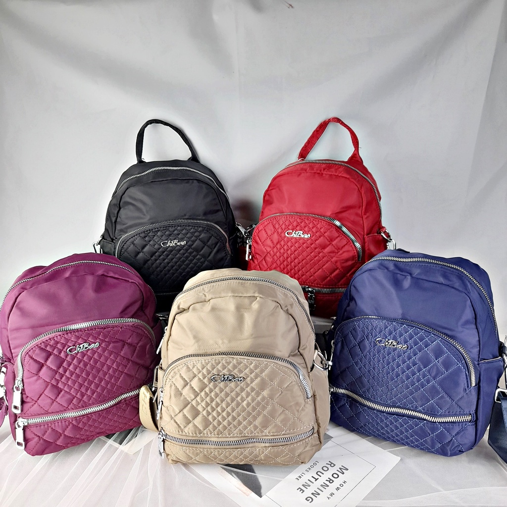 Tas Ransel Wanita Import Chibao Original Kuliah Sekolah Backpack Kecil Bahan Kain Nylon Premium Polos Bordir TAS105