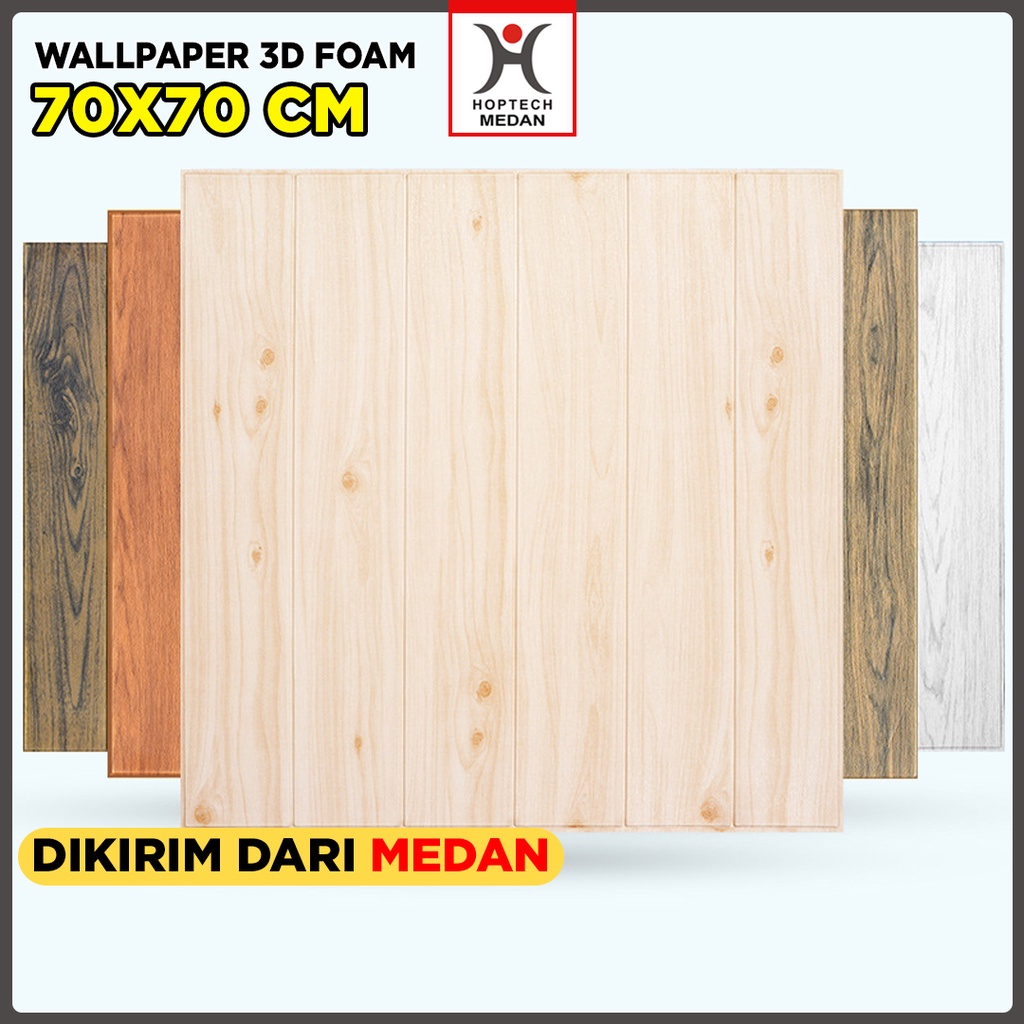 Wallpaper dinding 3d motif kayu wood foam Dekorasi Kamar murah 70x70cm