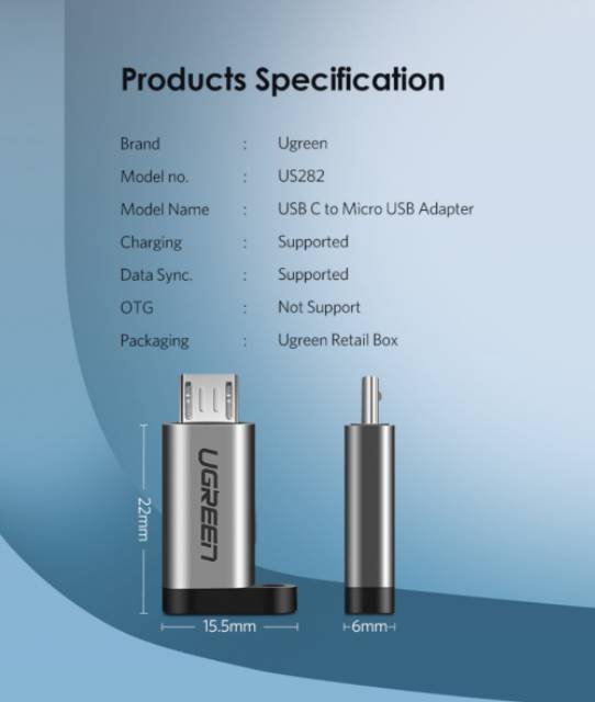 Ugreen Adapter Micro USB Male to Type C Original