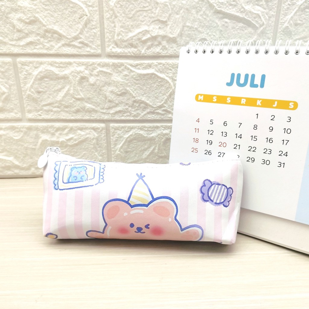 COD KOTAK PENSIL MOTIF LUCU UNIK / TEMPAT PENSIL / KOTAK PULPEN / TEMPAT ALAT TULIS-BEAR PUTIH