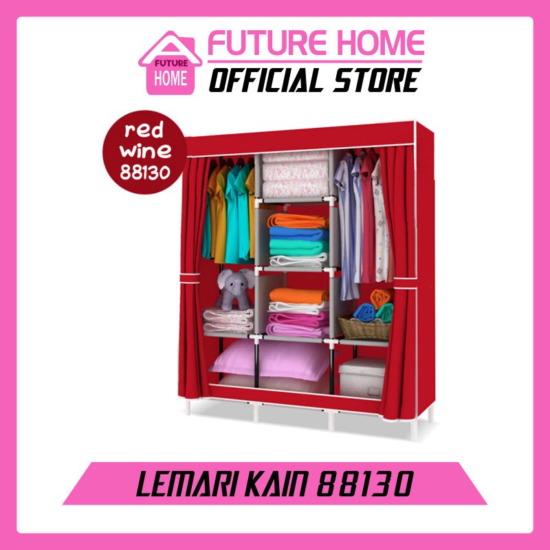 Lemari Pakaian Kain Portable Jumbo 88130 Lemari 3 Sisi Lemari serbaguna lemari hemat tempat