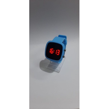 Jam Led watch oval free gift box-Biru muda ov