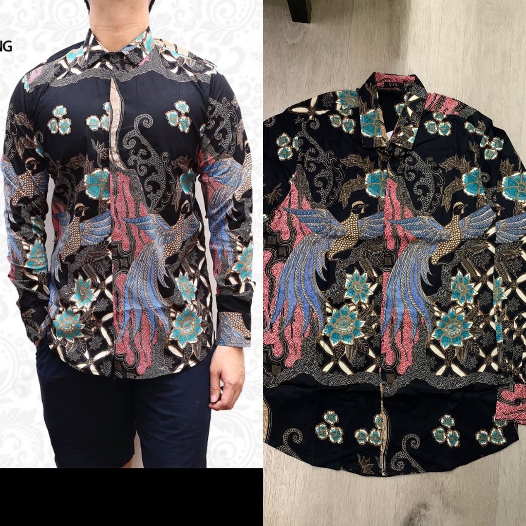 Kemeja Batik Merak Lengan Panjang Slim Fit Kantor Batik Motif Merak