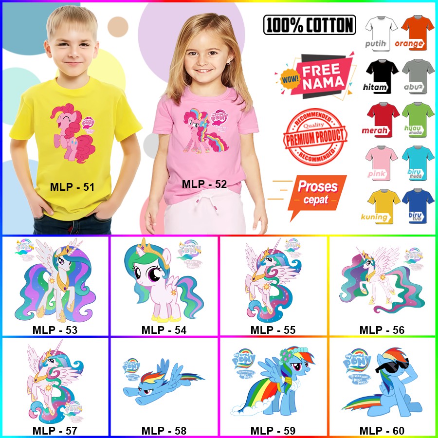 Baju Kaos ANAK DAN DEWASA MY LITTLE PONY COUPLE (FREE NAMA)