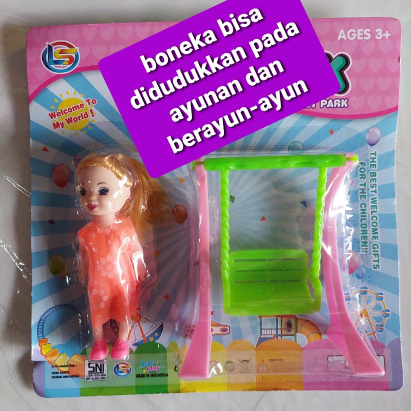mainan anak bayi boneka barbie dengan mainan ayunan - FUNY PARK AYUNAN Single 1s