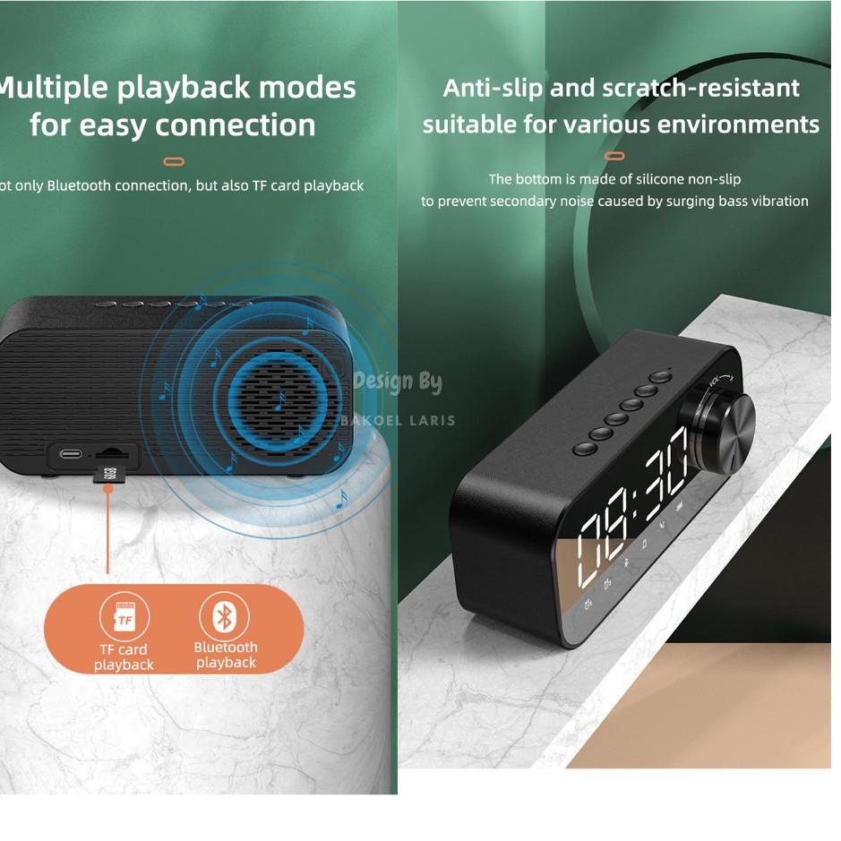 () Jam Digital Meja Speaker Bluetooth Jam Kamar LED Alarm Digital Jam Meja Digital Y37E