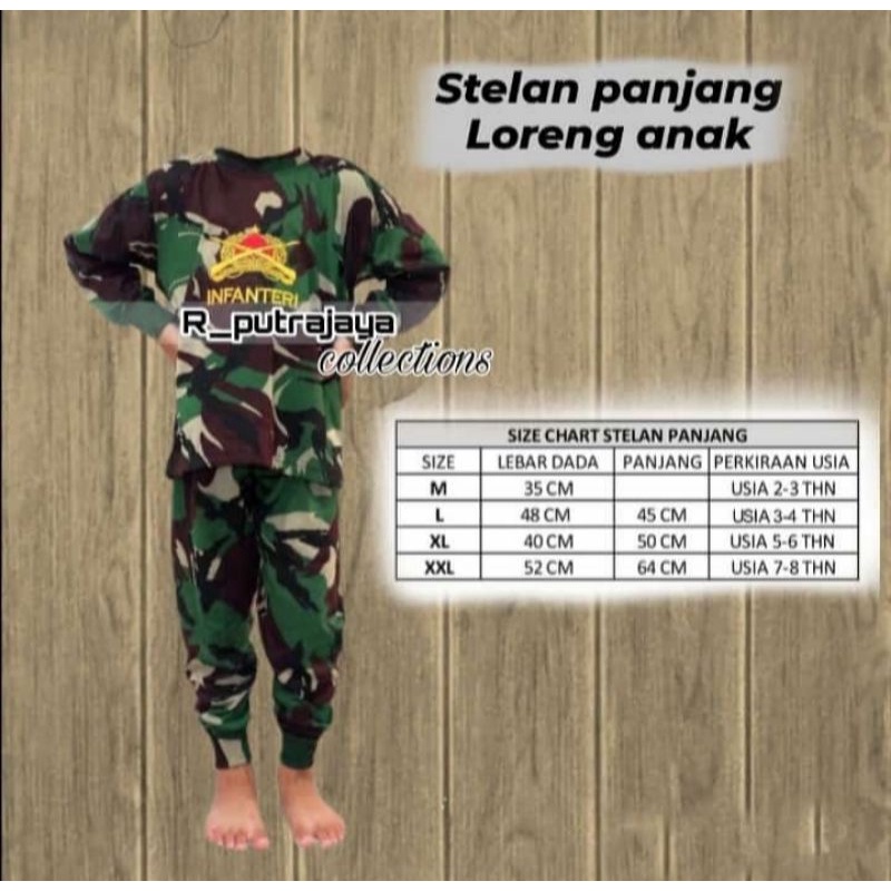 kaos loreng anak/baju loreng anak TNI/baju tidur Loreng/kaos loreng anak army/kaos loreng anak TNI/