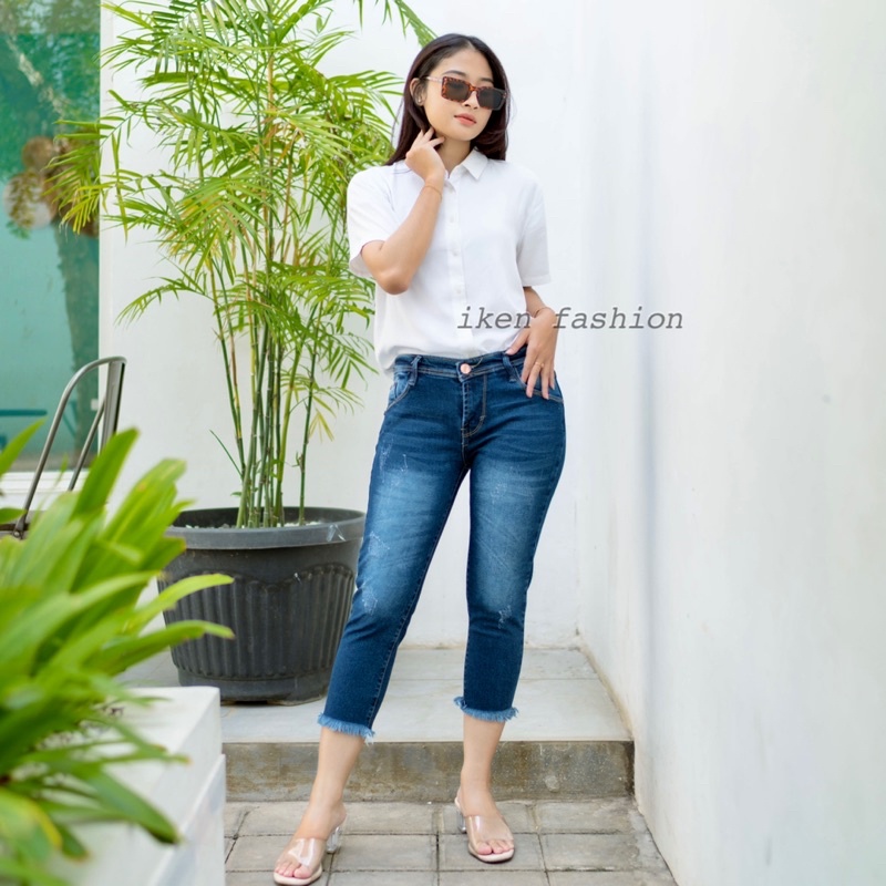 CELANA JEANS 7/9 WANITA RIPPED TIDAK TEMBUS // BIANTE CLAW JEANS // ERLIN JEANS