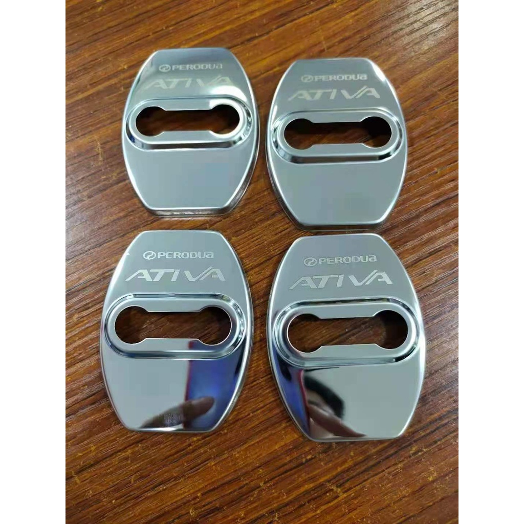 4pcs Cover Pelindung Kunci Pintu Mobil Bahan Stainless Steel Untuk Perodua Ativa