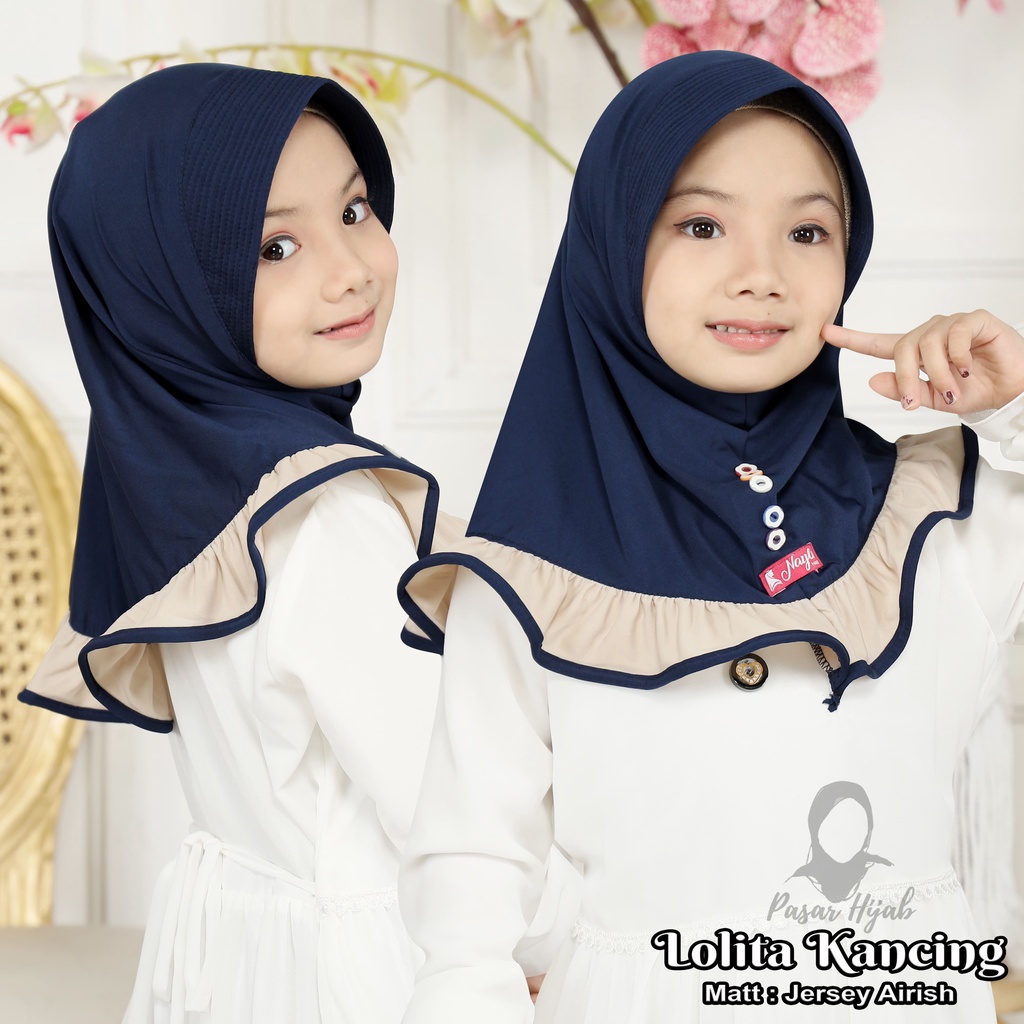 Hijab Instan Anak LOLITA KANCING Jersey Airis Original Nayla Hija'b Kerudung Anak Pasar Hija'b