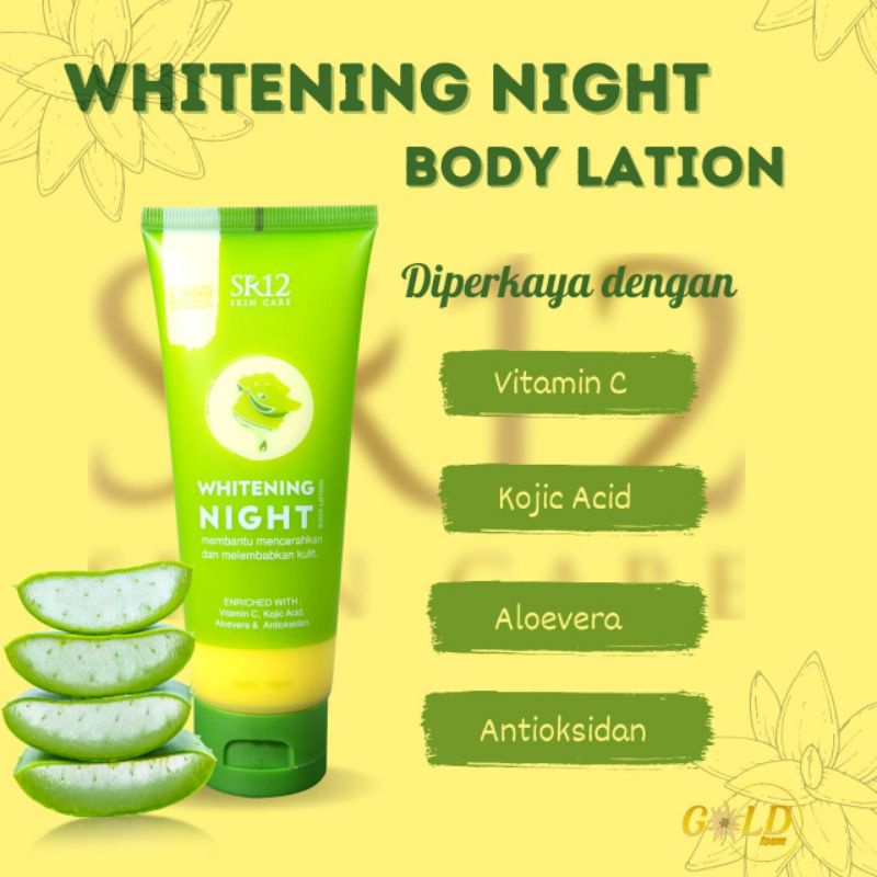 SR12 WHITENING NIGHT BODY LATION MENCERAHKAN MELEMBUBKAN WANGI PEMUTIH BADAN PEMUTIH PERMANEN AMAN B