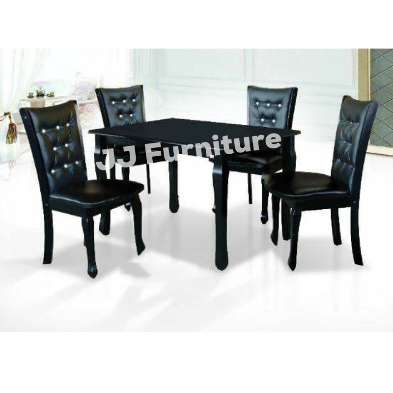 meja makan 6 kursi minimalis hitam