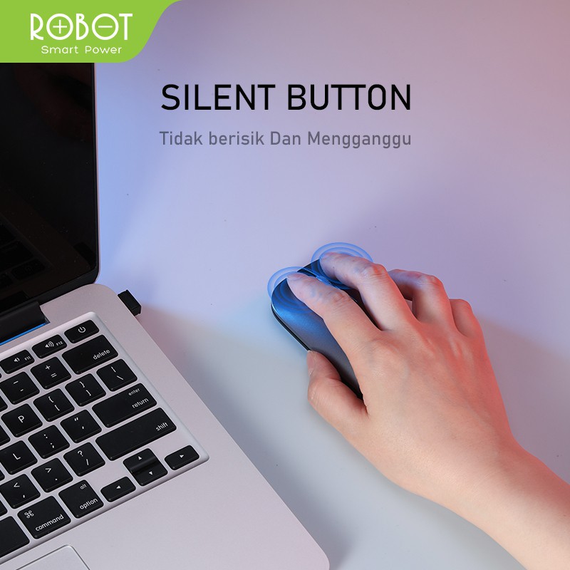 ROBOT M510 Mouse Wireless Slim Metal Scroll Wheel 2.4G Silent Click Garansi Resmi wook