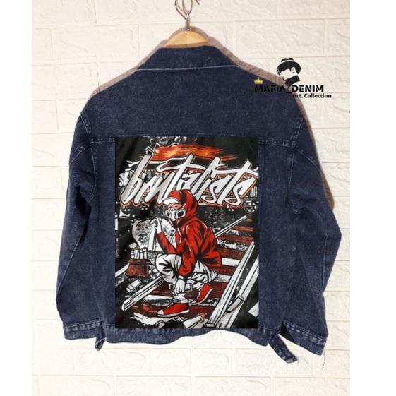 Tge31au22g ▫ JAKET JEANS PRINTING Denim Pria Sandwash Distro M L XL