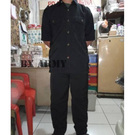 COD  Seragam Safari Security lengan Pendek /Safari Security  seragam supir / bodyguard murah