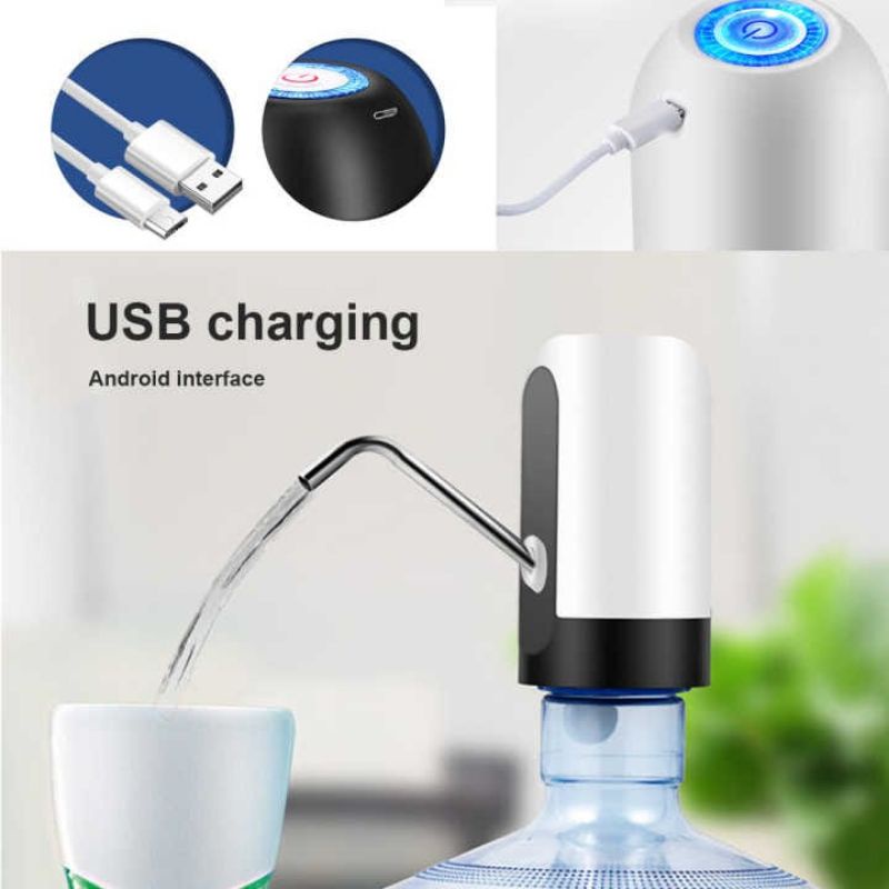 Pompa Galon Elektrik LED / LED USB Rechargeable Dispenser Air Minum Multifungsi