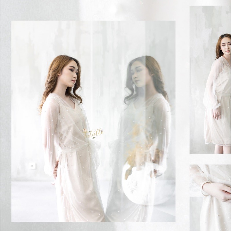 𝙏𝙪𝙩𝙪𝙡𝙡𝙚 Pearlie Robe Nude Wedding Robe Pengantin Kimono Wedding Kimono Pengantin