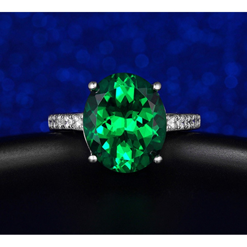 Cincin Sterling Silver 925 Dengan Batu Emerald Hijau Untuk Wanita Ccb80