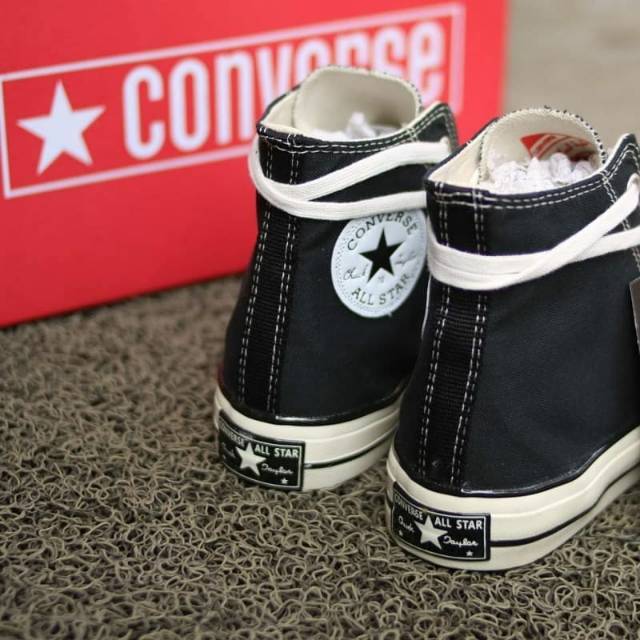 Sepatu converse 70s TINGGI GLOSSY HITAM PUTIH premium-2