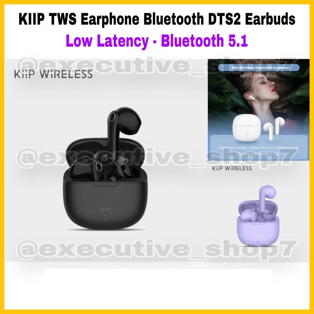 KIIP TWS Earphone Bluetooth DTS2 Earbuds - Low Latency - Bluetooth 5.1 - Garansi Resmi 1 Tahun