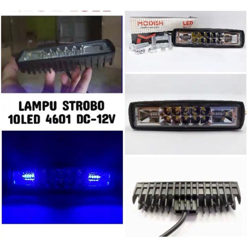 Lampu Tembak Sorot 10 Mata LED CWL StrobEE Biru Kiri Kanan Slim Bar UNIVERSAL