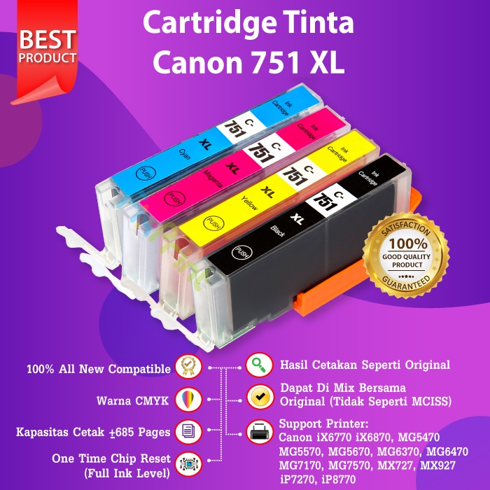 Cartridge Tinta Compatible PGI750 CLI751 750 751 For Printer Canon IX6770 IX6870 MG5470 MG5570 MG5670 MG6370 MG6470 MG7170 MG7570 MX727 MX927 IP7270 IP8770