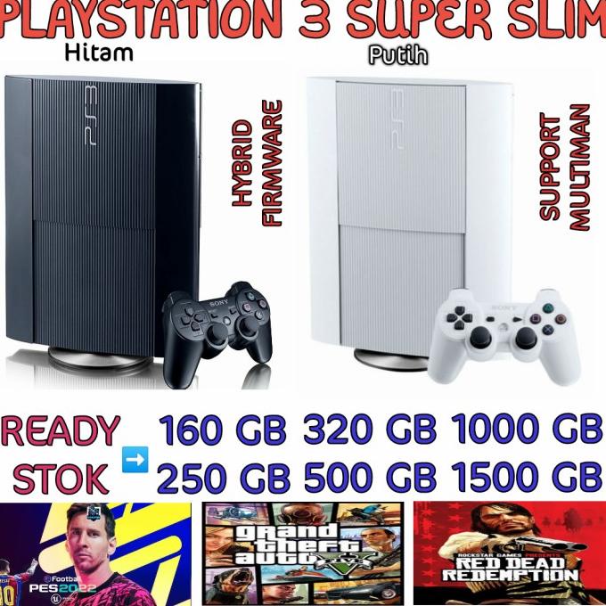 PS3 PS 3 SONY PLAYSTATION 3 SUPER SLIM 500 GB OFW REFURBISH + REQ GAME