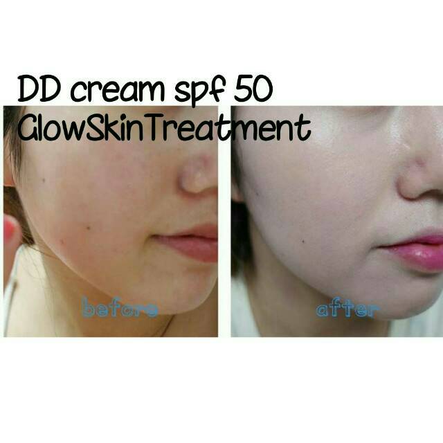 DD CREAM GLOW GLOWING SHINY SPF 50 hasil glowing, natural, tidak seperti memakai foundation