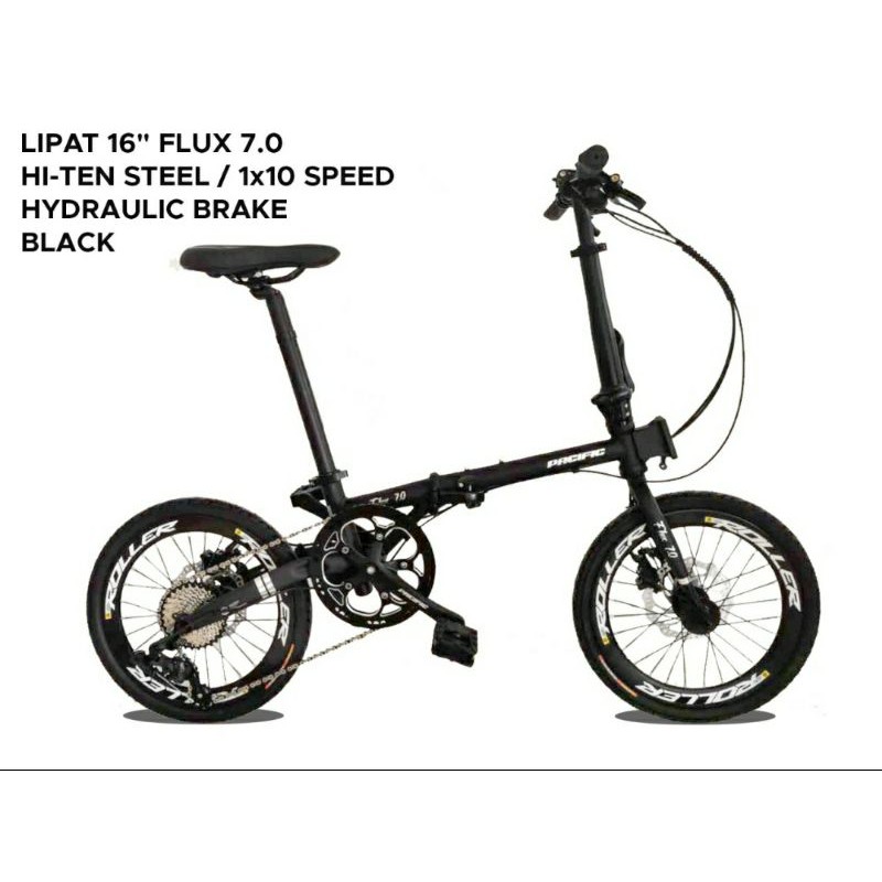 Sepeda lipat Pacific Flux 7.0 16inch hi teen steel 10 sp hidrolik discbrake