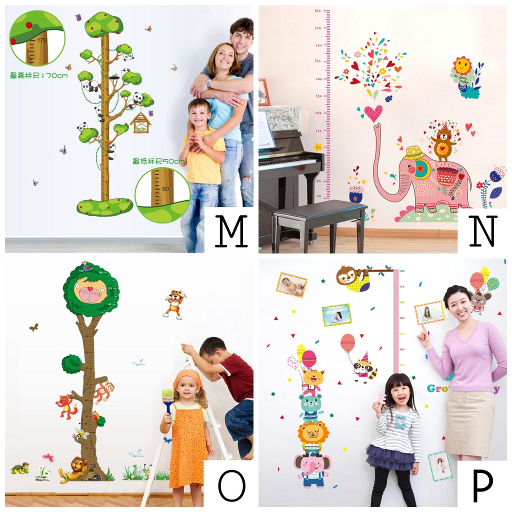 RELIZA WALL STICKER / STIKER DINDING PENGUKUR TINGGI BADAN ANAK HEWAN GROW UP ANIMAL