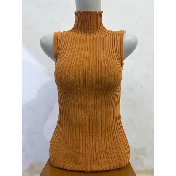 LIDYA TURTLENECK KNIT TANKTOP WANITA TERBARU-MUSTARD